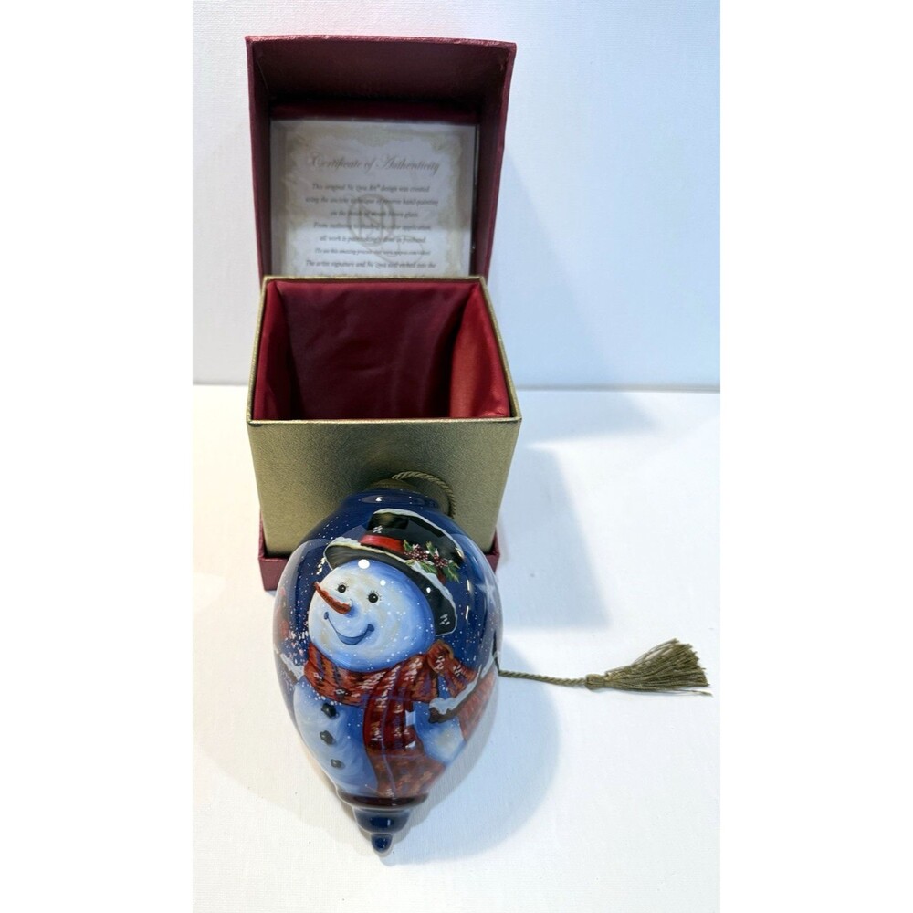 Ne’Qwa Art Reverse Magic Snowman Christmas Blown Glass Ornament Hand Painted